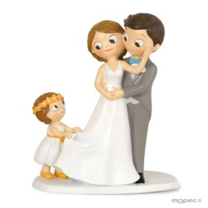 Figura para tarta de boda Novios con Niño Y615
