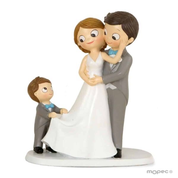 Figura para tarta de boda Novios con Niño Y615 - Imagen 2