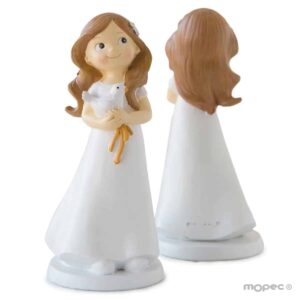 Figura para tarta de comunión Niña + Paloma
